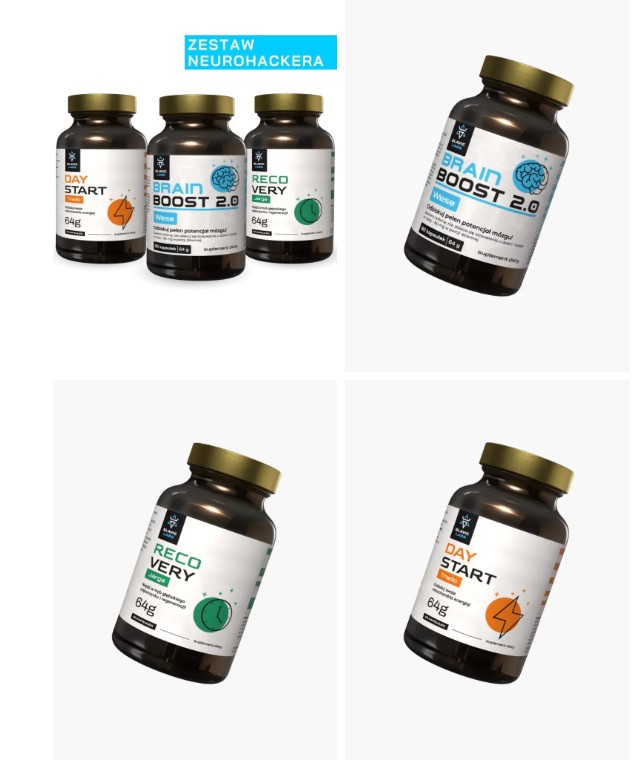Zestaw Neurohackera 3 produkty w kapsułkach – BrainBoost 2.0 + Recovery + DayStart