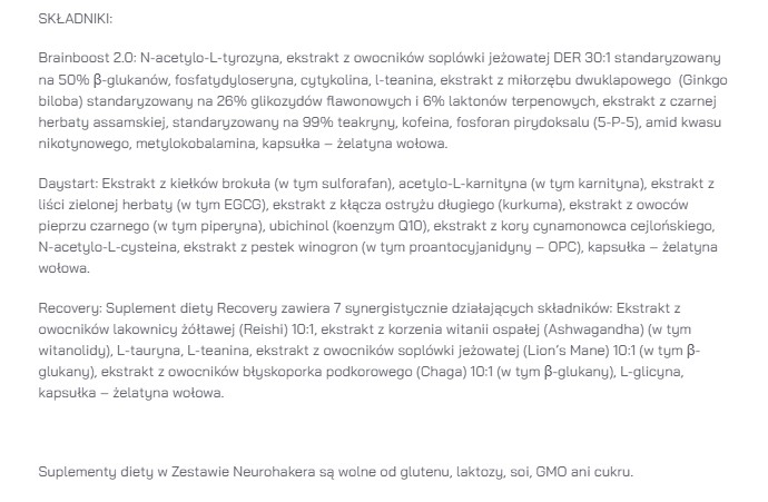 Zestaw Neurohackera 3 produkty w kapsułkach – BrainBoost 2.0 + Recovery + DayStart - obrazek 2