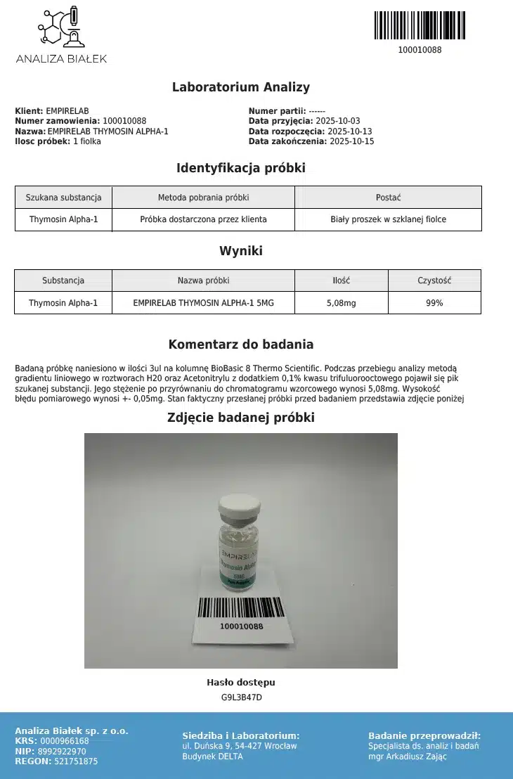 THYMOSIN ALPHA -1 5mg + 3ml BAC - obrazek 3