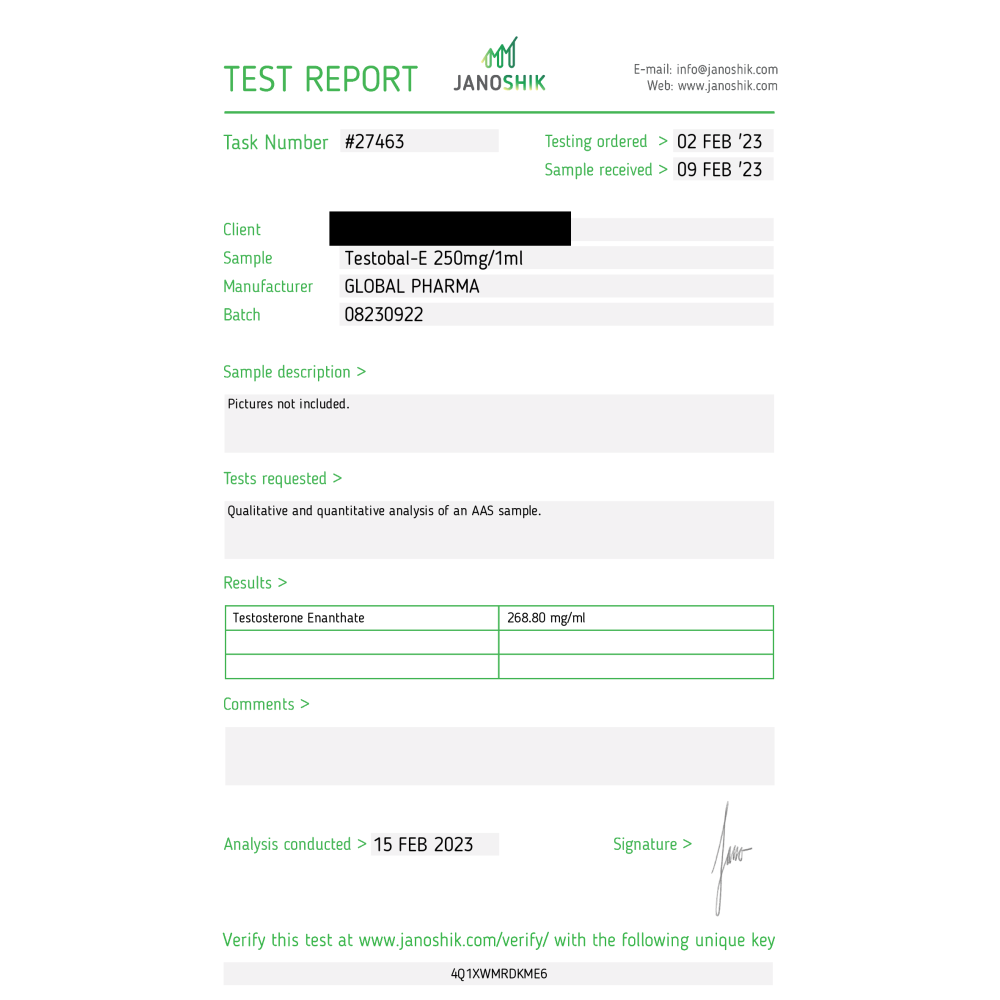 Testosteron Enanthate 250mg 10x1ml Global Pharma - obrazek 3