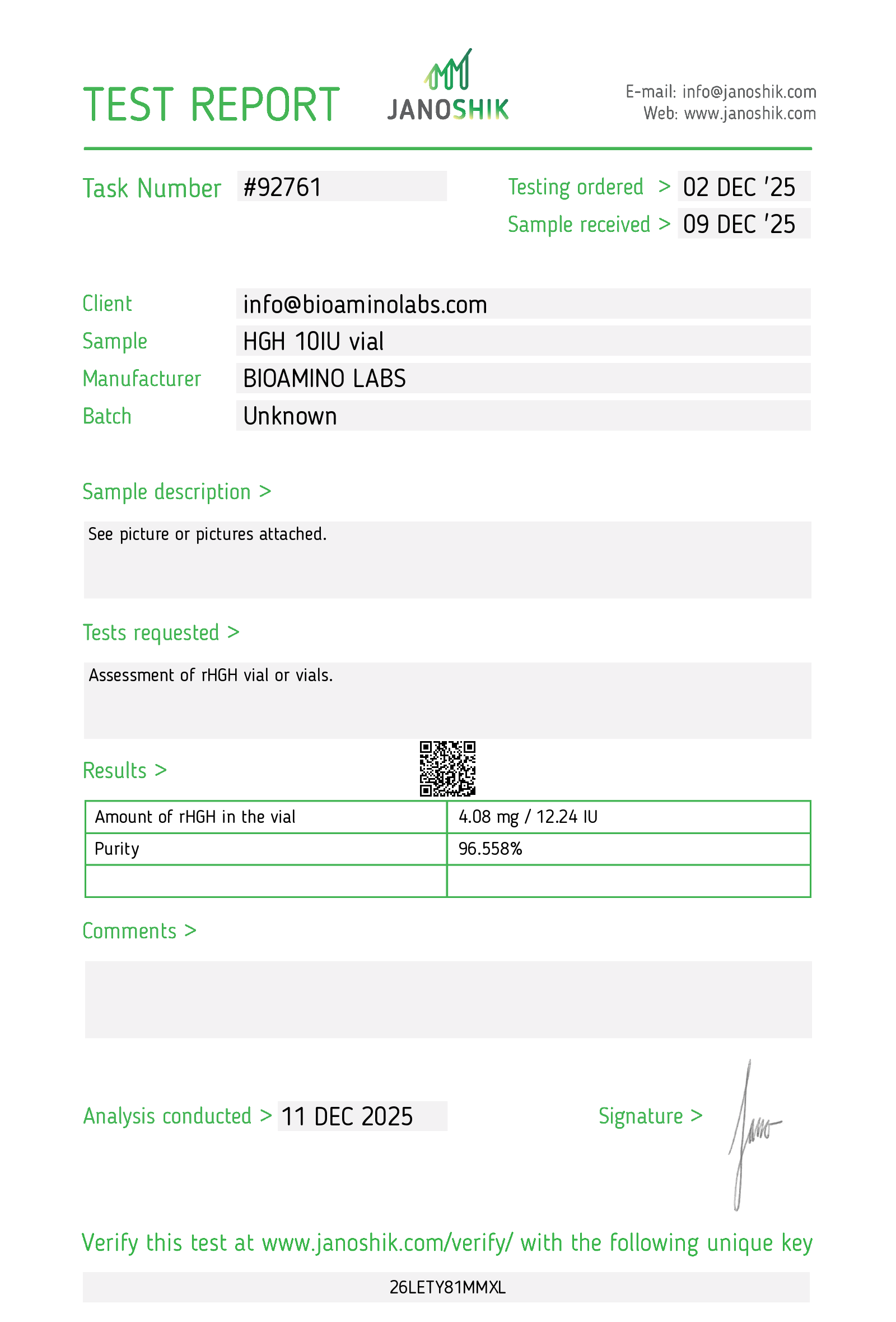 HGH 10IU 10x10IU BIOAMINO LABS / Hormon wzrostu - obrazek 4
